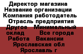 Директор магазина › Название организации ­ Компания-работодатель › Отрасль предприятия ­ Другое › Минимальный оклад ­ 1 - Все города Работа » Вакансии   . Ярославская обл.,Ярославль г.